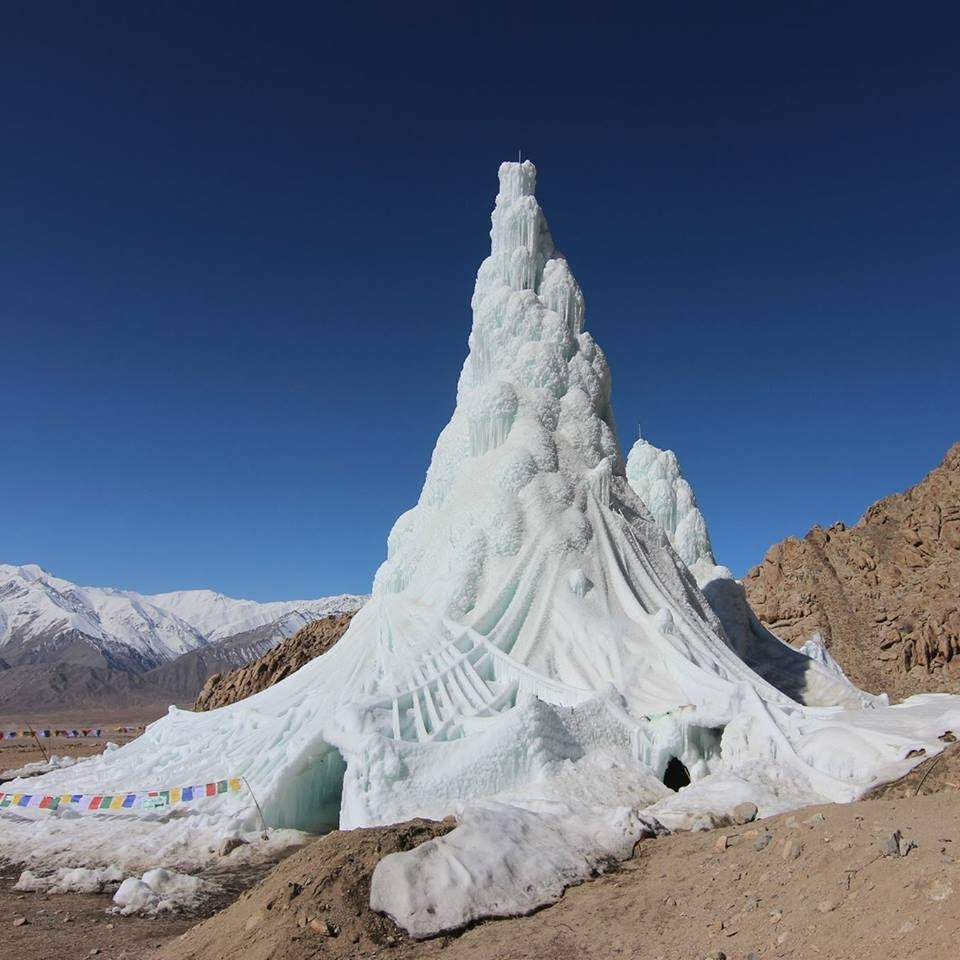 Artificial glaciers called Ice Stupa.