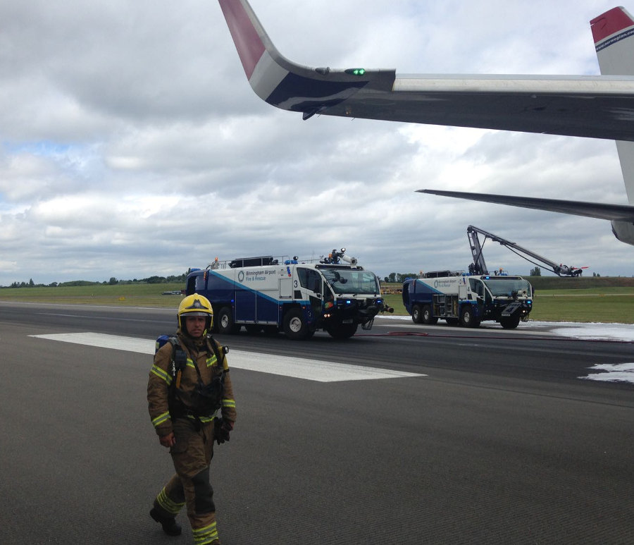 Birmingham Airport fireman. Photo by: Via News.