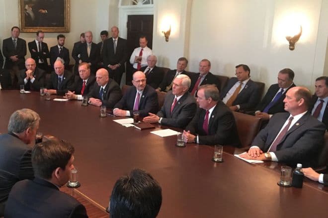 Donald Trump meeting with the Freedom Caucus. Photo by: White House.