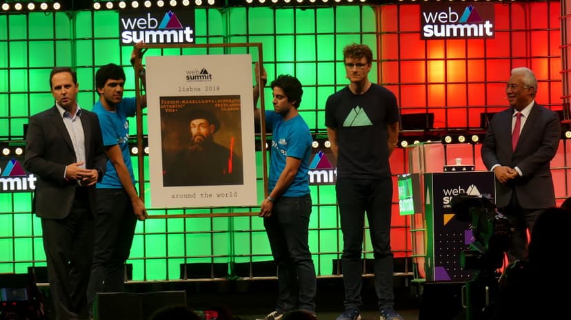 Web Summit opening ceremony. From left to right: Fernando Medina, (Lisbon Mayor), Paddy Cosgrave (Web Summit founder), and Antonio Costa (Portuguese Prime-Minister). Photo by: ViaNews.