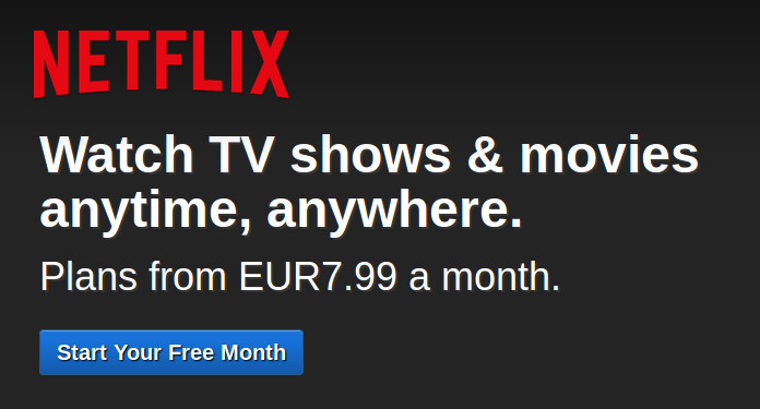 Netflix home page message today