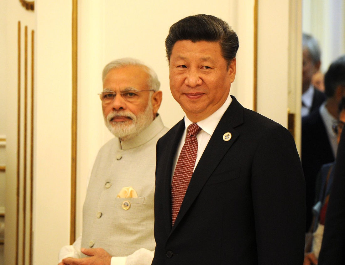 Indian Prime-Minister, Narendra Modi, and Chinese Prime Minister, Xi Jinping, at the Expanded Format Meeting of the Shanghai Cooperation Organisation Council of Heads of State. Photo by: www.kremlin.ru.