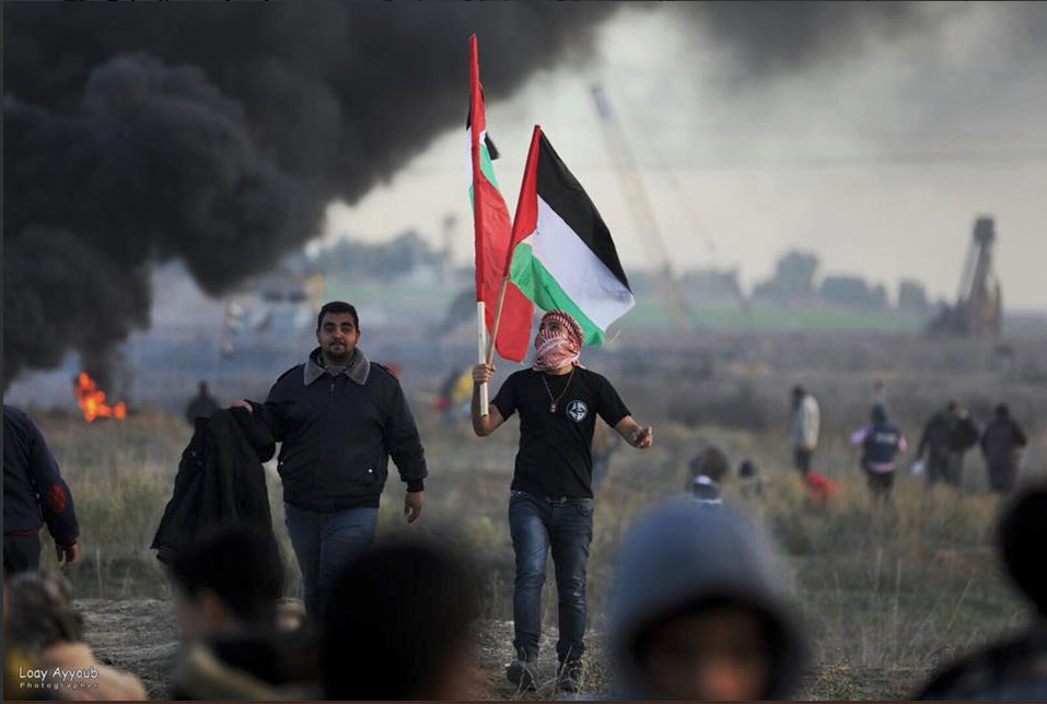 Clashes between the Israeli forces and Palestinian youth. East of Gaza city.