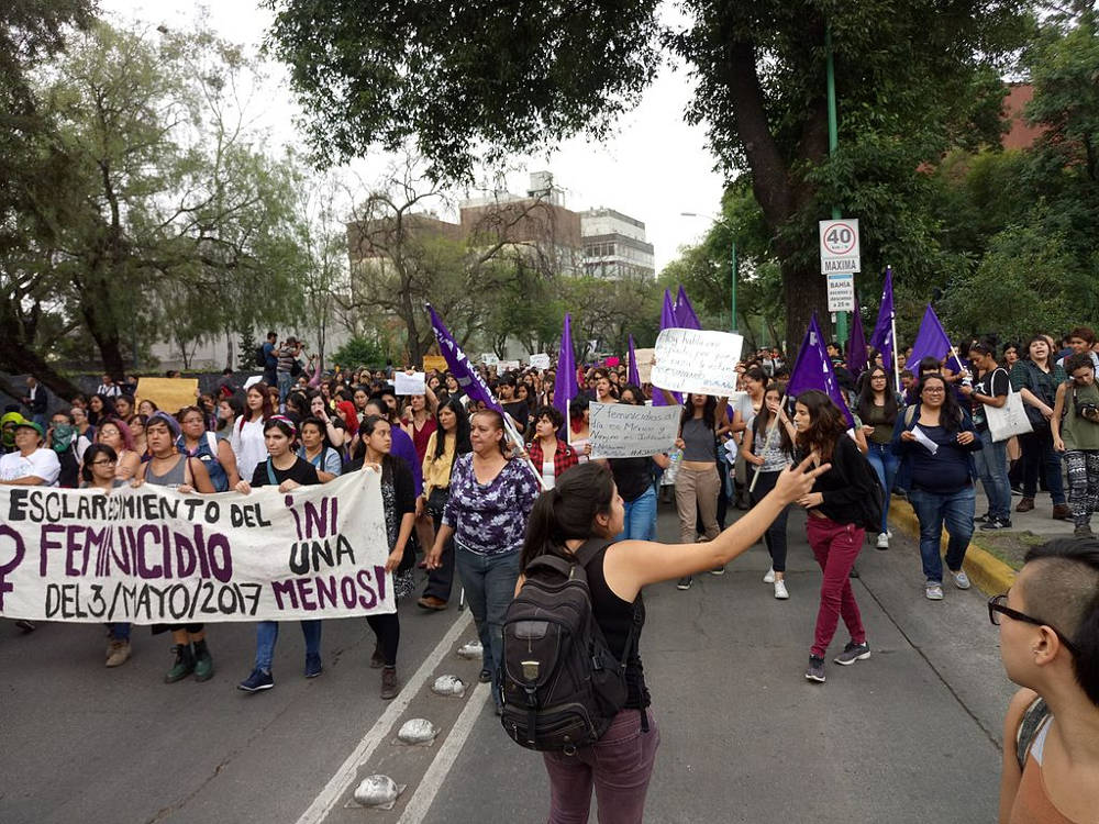 Femicide Protest: Lesby Berlin Osorio was murdered on May 3, 2017, in the gardens of the University City of the UNAM, Mexico City. Photo by: Cris Castillo Vel.