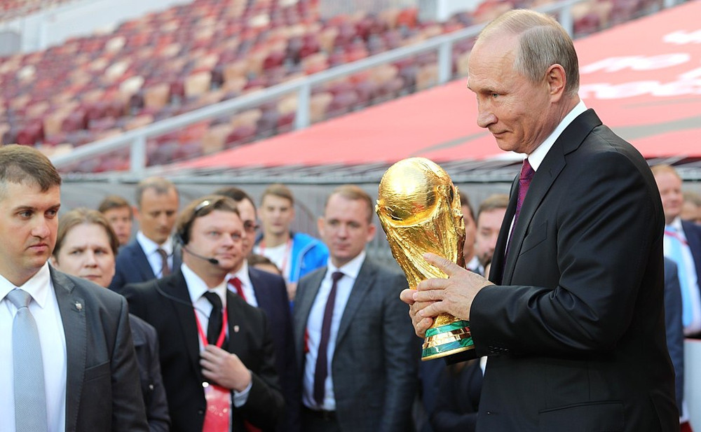 Vladimir Putin gave the start to the FIFA World Cup Trophy Tour at the Luzhniki Stadium. Photo by: Kremlin.ru.