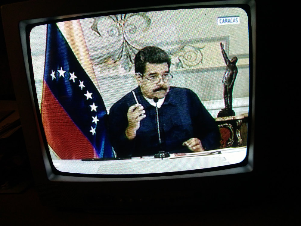 Nicolas Maduro speech on national TV. Photo by: Joseph Romeo.