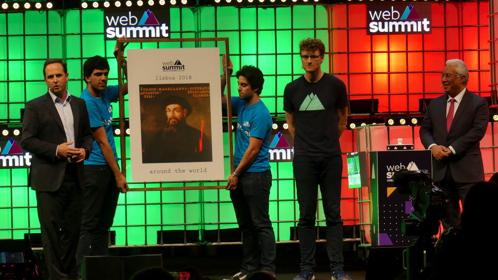Web Summit opening ceremony. From left to right: Fernando Medina, (Lisbon Mayor), Paddy Cosgrave (Web Summit founder), and Antonio Costa (Portuguese Prime-Minister). Photo by: ViaNews.