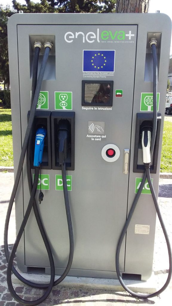 Enel electric vehicle fast charging station in Rome. Photo by Cecilia Demartini.