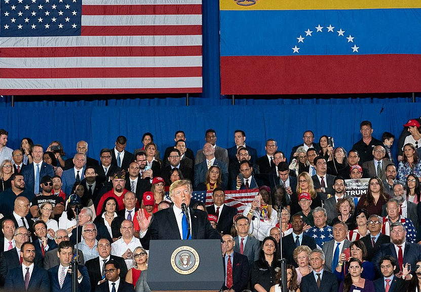 President Donald J. Trump delivers remarks to the Venezuelan American community at the Florida International University Ocean Bank Convocation Center Monday, Feb. 18, 2019 in Miami, Fla. (Official White House Photo by Andrea Hanks).
